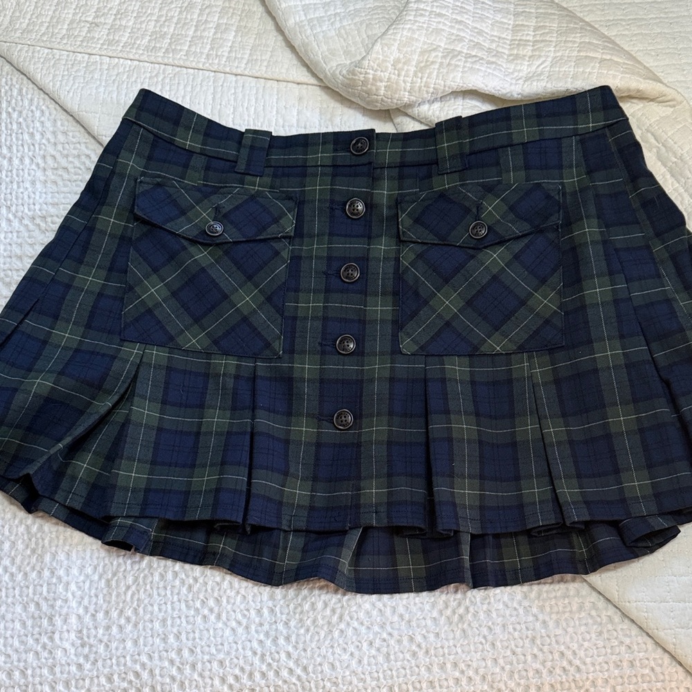 American Eagle Outfitters Tartan Mini Skirt in Blue and Green - Picture 1 of 3